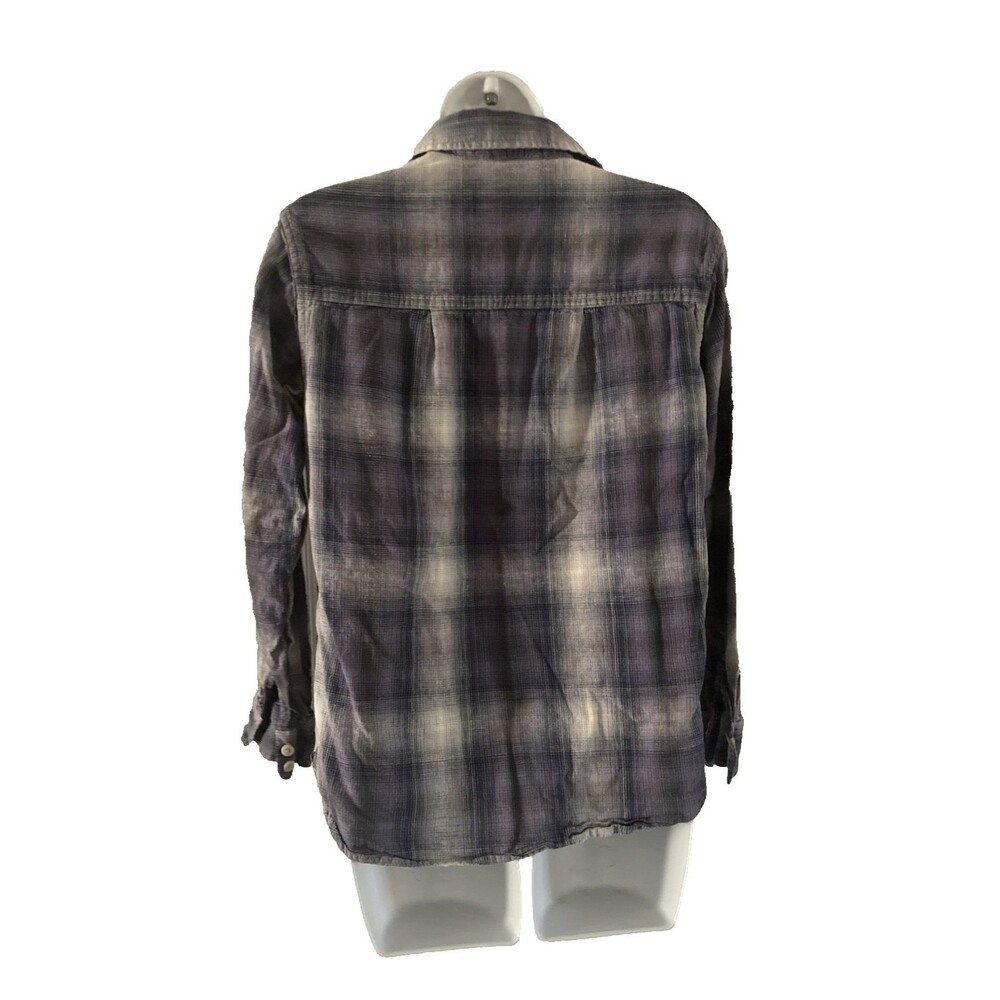 REI CO OP Shirt Women Small Hemp Blend Blue Plaid Button Up Long Sleeve Outdoors - Picture 5 of 10